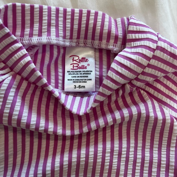 Pink & white striped Rufflebutts swimsuit - Picture 3 of 3